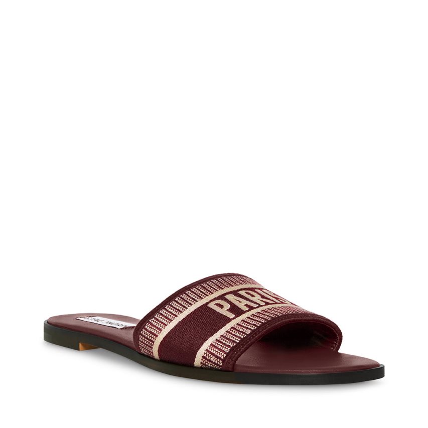 Burgundy Steve Madden Knox Women\'s Slides | PH 9275L16E